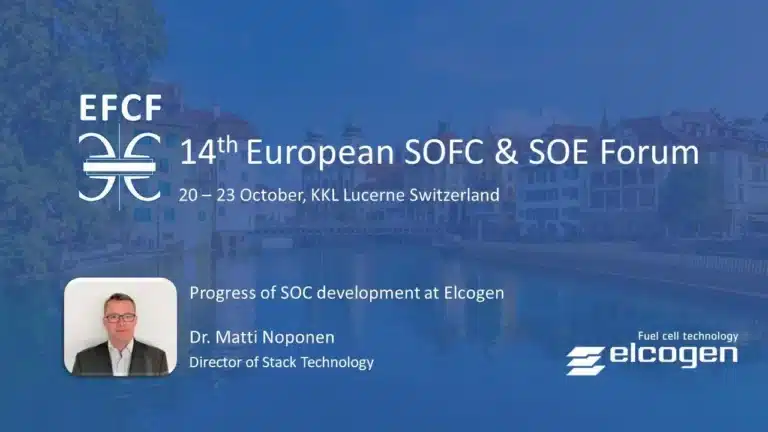 Elcogen is a speaker at 14th European SOFC & SOE Forum